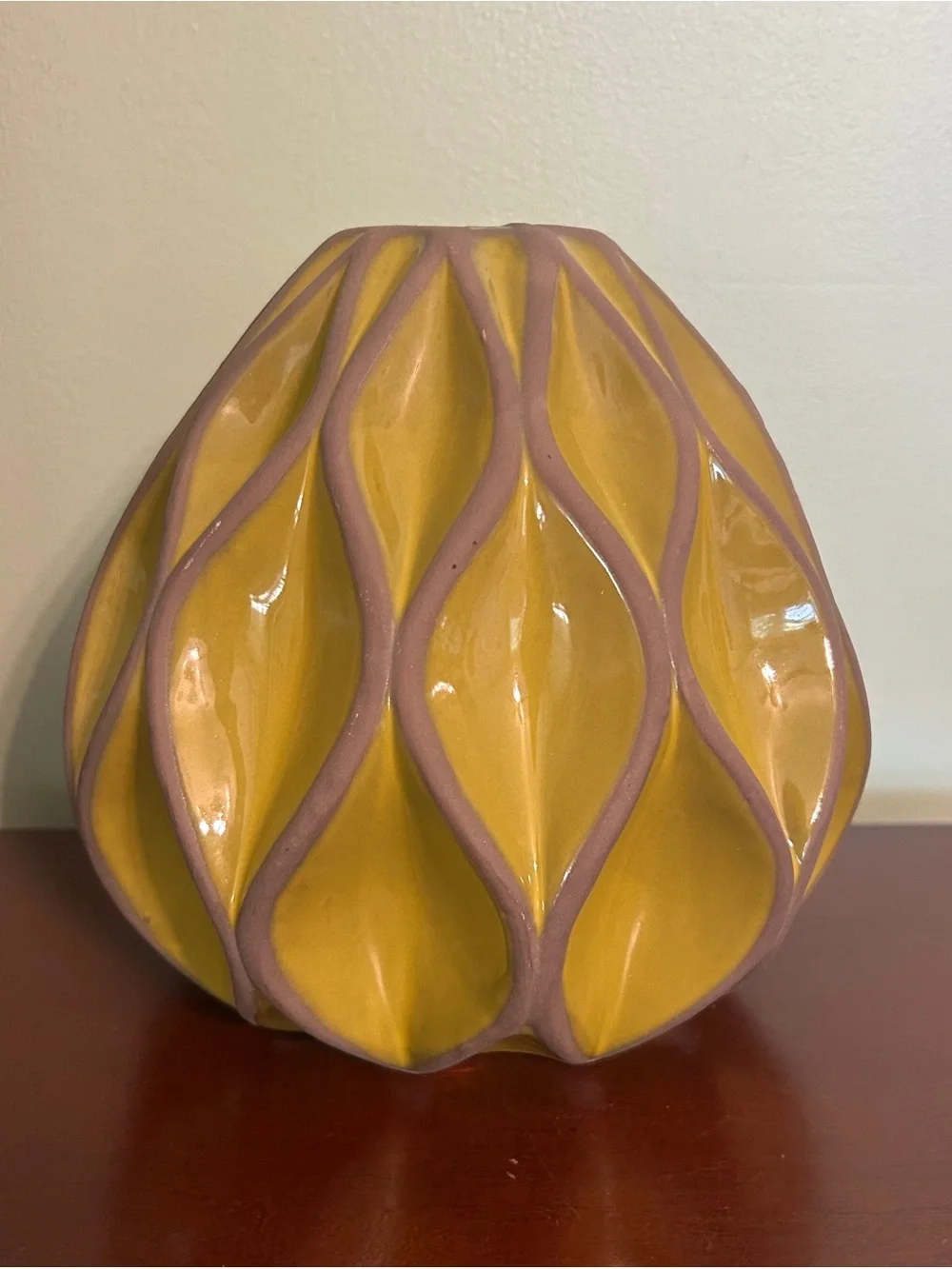 🍀Green Ceramic Decorative Vase with Purple Accents